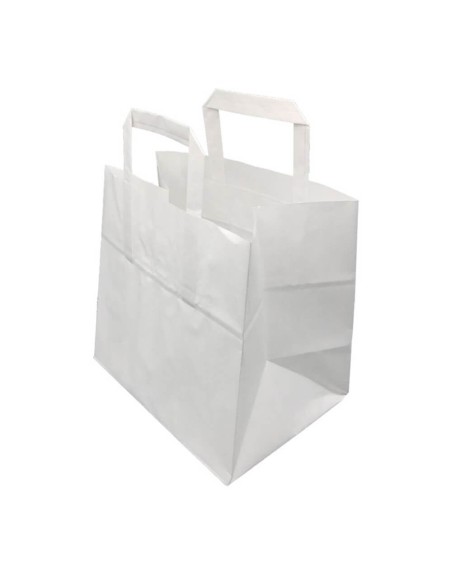 ▷ Saco de Papel com Asas Branco 26X18X25 - Envio em 24h.